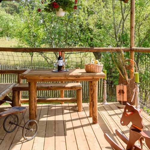 camping perigord vacances cabane lodge l Encantada TERRASSE